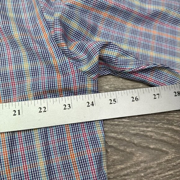 Orvis Dress Shirt Men's Large Blue Plaid Geometric Button Up Oxford Long Sleeve - Picture 10 of 14